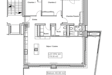 vaste logement 4.5 pièces avec grand balcon d'angle
